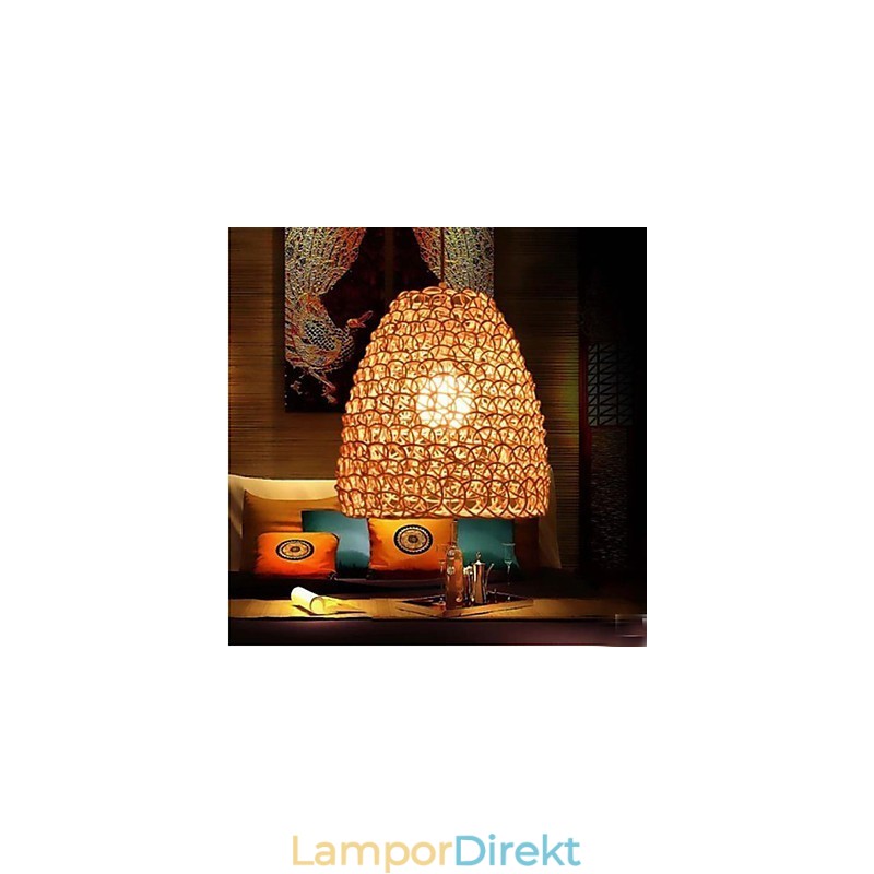 Retro Rund Trädgårdslampskärm I Rotting