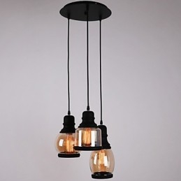 Antik Glasskärm 3 Ljus Konstnärlig Minimalistisk Hängsmycke