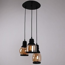 Antik Glasskärm 3 Ljus Konstnärlig Minimalistisk Hängsmycke