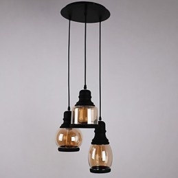 Antik Glasskärm 3 Ljus Konstnärlig Minimalistisk Hängsmycke