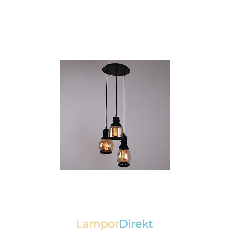 Antik Glasskärm 3 Ljus Konstnärlig Minimalistisk Hängsmycke