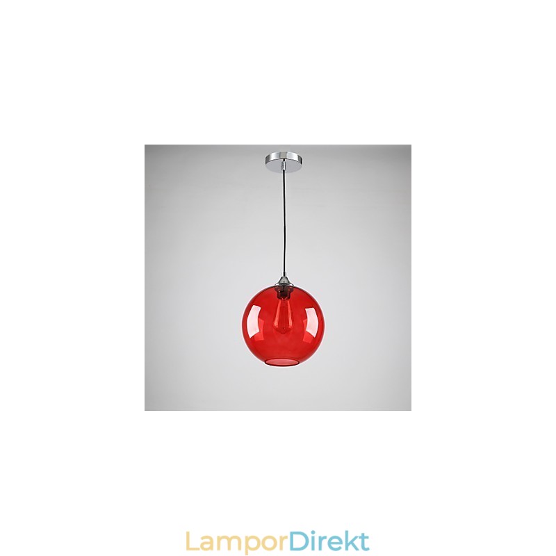Modernt Glas Taklampa I Rund Röd Bubbla Design