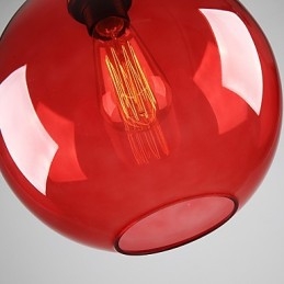 Modernt Glas Taklampa I Rund Röd Bubbla Design