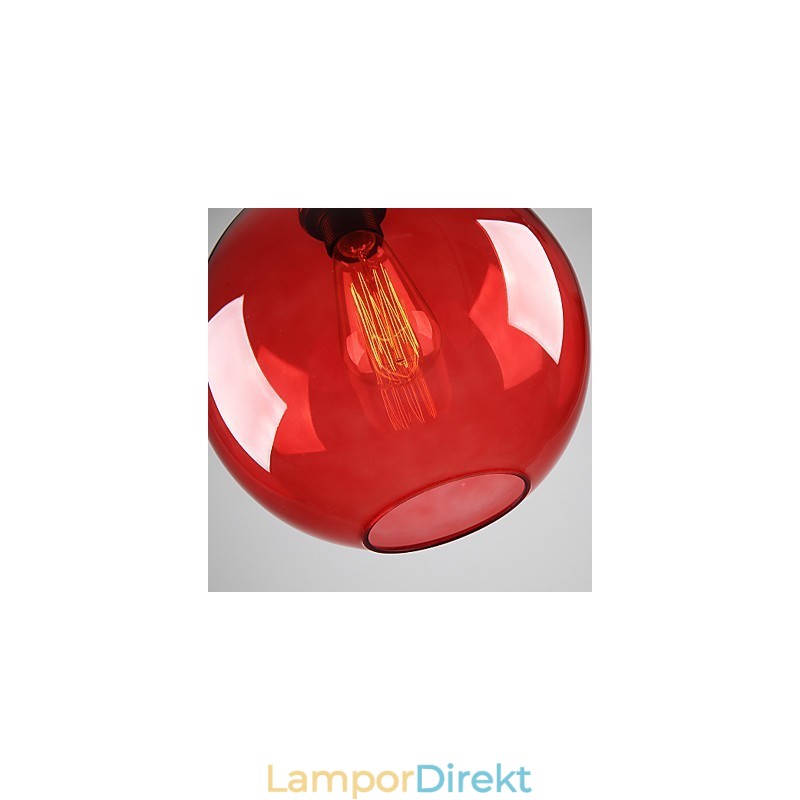 Modernt Glas Taklampa I Rund Röd Bubbla Design