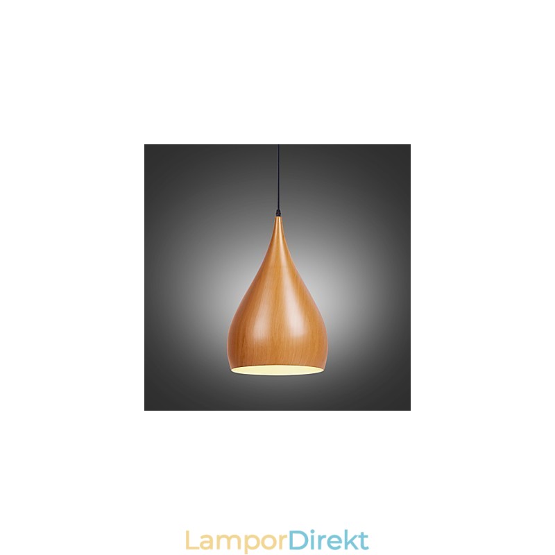 Retro Pendellampa Träkorn Metall Cafe Pendellampor