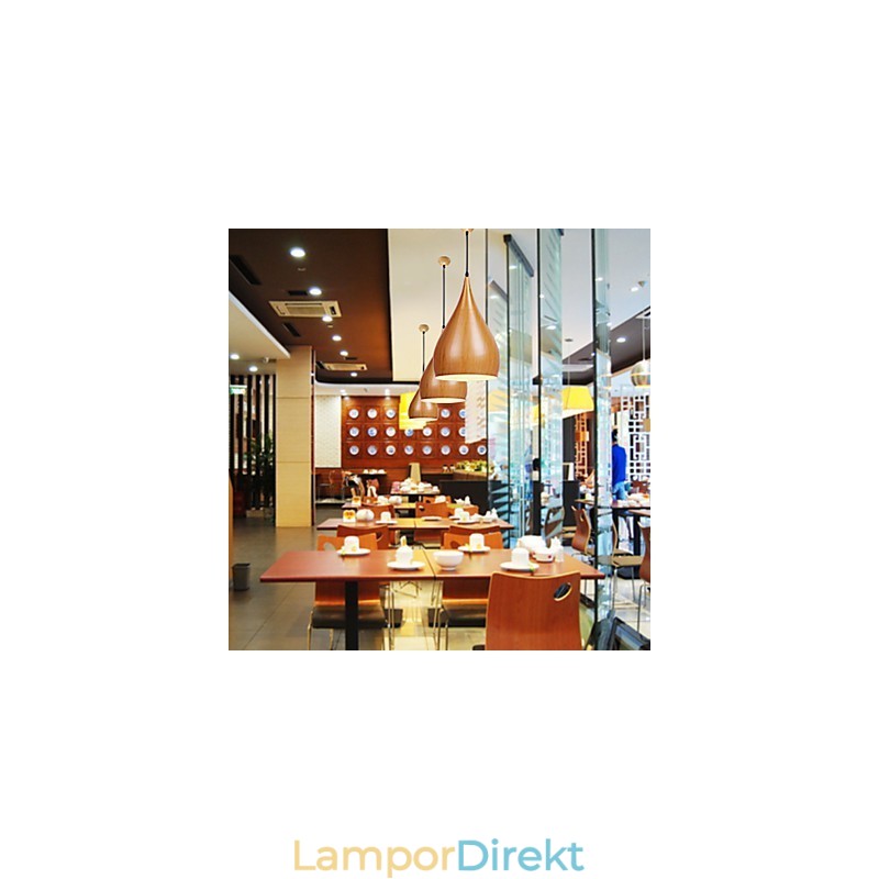 Retro Pendellampa Träkorn Metall Cafe Pendellampor