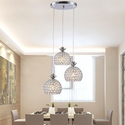 3 Heads Modern Contemporary Crystal Pendel Light