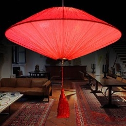 Lotus Leaf Modern Marin Tygkonst Droplight Av Röda Lyktor Lampa Light