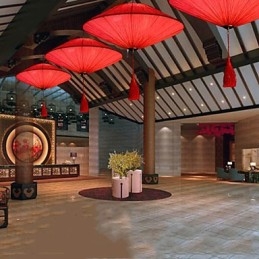 Lotus Leaf Modern Marin Tygkonst Droplight Av Röda Lyktor Lampa Light