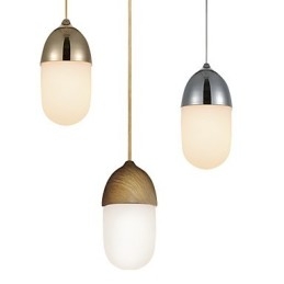 Mini Acorn Pendellampa 1 Ljus Mordern Enkelhet Gyllene Krom Träfärg Finish Kolstål & Glas Droplight