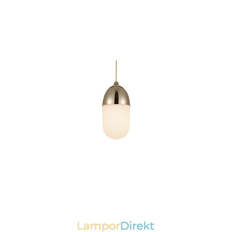 Mini Acorn Pendellampa 1 Ljus Mordern Enkelhet Gyllene Krom Träfärg Finish Kolstål & Glas Droplight