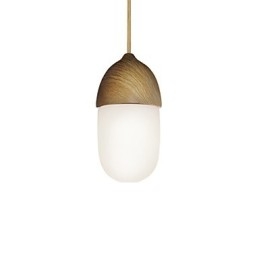 Mini Acorn Pendellampa 1 Ljus Mordern Enkelhet Gyllene Krom Träfärg Finish Kolstål & Glas Droplight