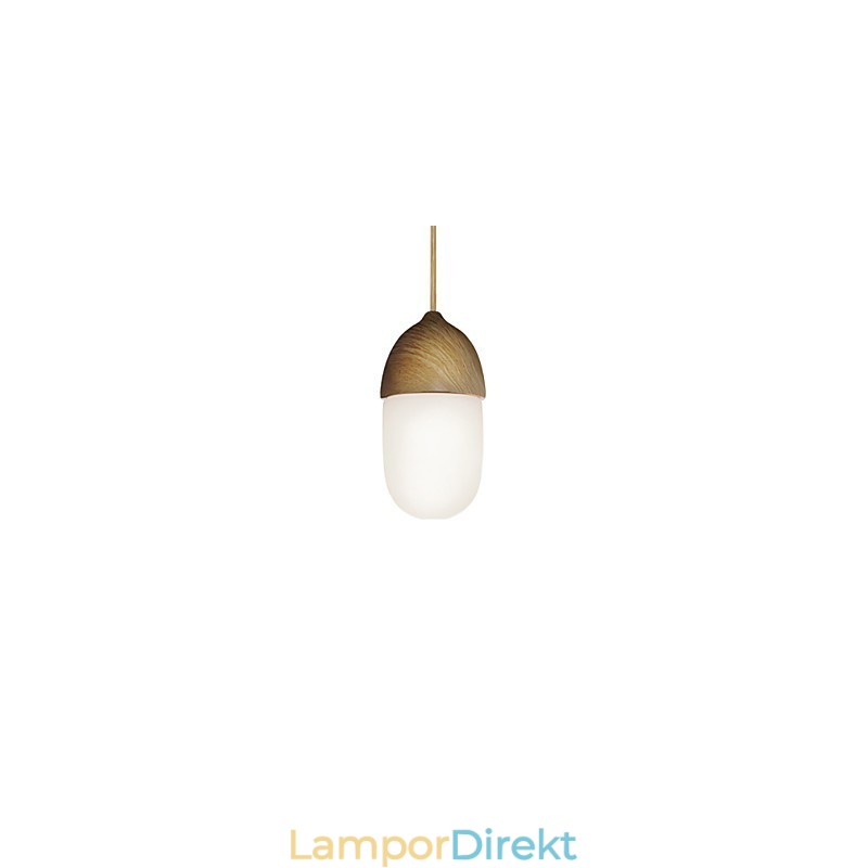 Mini Acorn Pendellampa 1 Ljus Mordern Enkelhet Gyllene Krom Träfärg Finish Kolstål & Glas Droplight