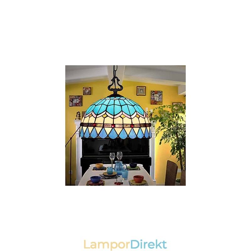 Europeiska Landsbygden Creative Arts Ljuskrona Av Målat Glas Som Återställer Antika Sätt Lampa Ljus