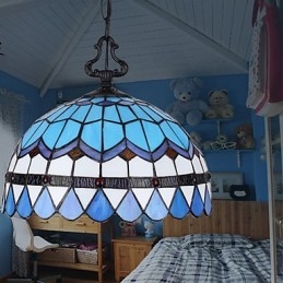 Europeiska Landsbygden Creative Arts Ljuskrona Av Målat Glas Som Återställer Antika Sätt Lampa Ljus