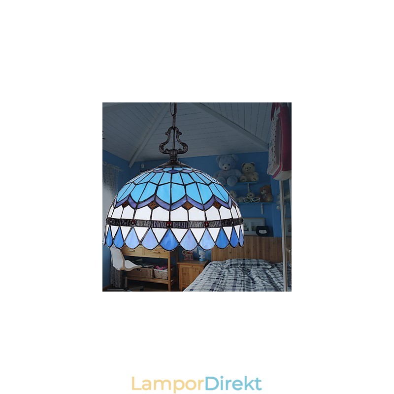 Europeiska Landsbygden Creative Arts Ljuskrona Av Målat Glas Som Återställer Antika Sätt Lampa Ljus