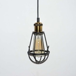 Loft Lampa Vintage Pendellampa Edison Light Balck Järn Metallbur Lampskärm Lagerstil Ljusarmatur