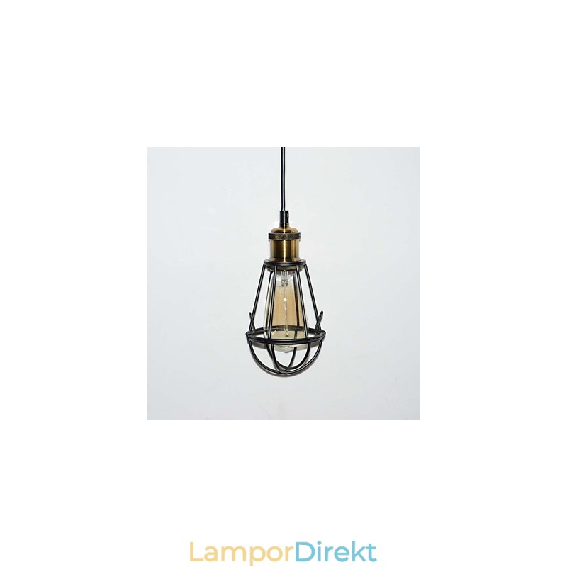 Loft Lampa Vintage Pendellampa Edison Light Balck Järn Metallbur Lampskärm Lagerstil Ljusarmatur