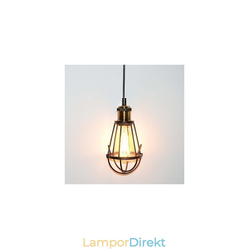 Loft Lampa Vintage Pendellampa Edison Light Balck Järn Metallbur Lampskärm Lagerstil Ljusarmatur