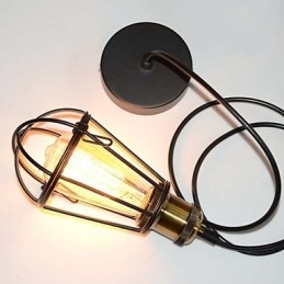 Loft Lampa Vintage Pendellampa Edison Light Balck Järn Metallbur Lampskärm Lagerstil Ljusarmatur