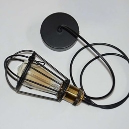 Loft Lampa Vintage Pendellampa Edison Light Balck Järn Metallbur Lampskärm Lagerstil Ljusarmatur