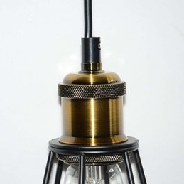 Loft Lampa Vintage Pendellampa Edison Light Balck Järn Metallbur Lampskärm Lagerstil Ljusarmatur