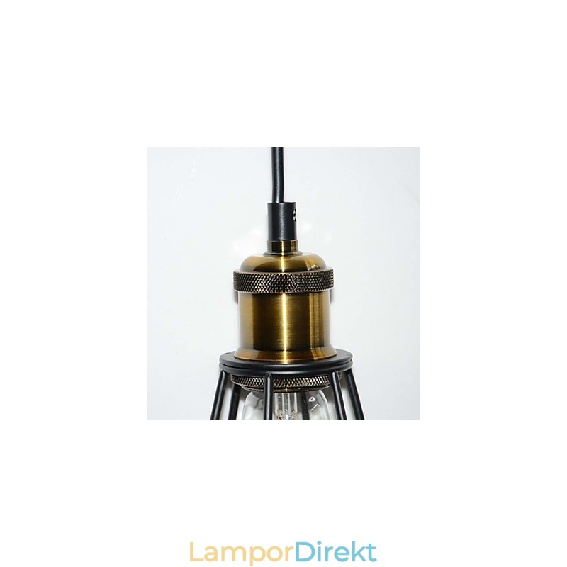 Loft Lampa Vintage Pendellampa Edison Light Balck Järn Metallbur Lampskärm Lagerstil Ljusarmatur