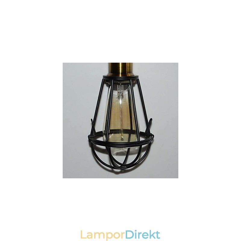 Loft Lampa Vintage Pendellampa Edison Light Balck Järn Metallbur Lampskärm Lagerstil Ljusarmatur