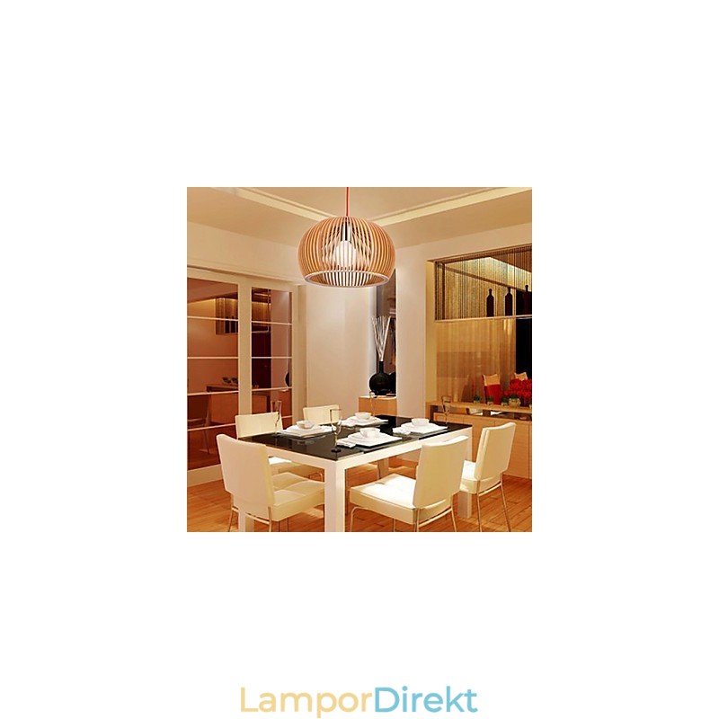Designstil Cirkulär Funktion L Taklampa 1 Ljus Trä
