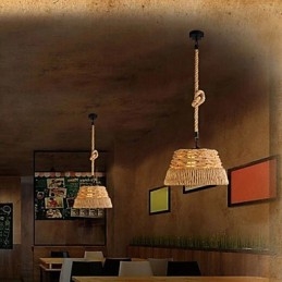 Loft Industrial Wind Creative Nordic Hemp Rope Meals Ljuskrona Lampa