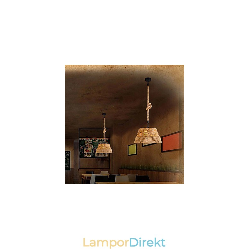 Loft Industrial Wind Creative Nordic Hemp Rope Meals Ljuskrona Lampa