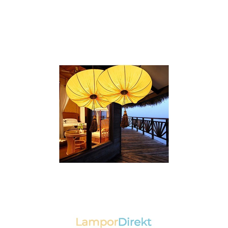 Kreativa Runda Stora Röda Lykta Lotusblad Bröllopsfestival Tygkonst Ljuskrona Lampa Light