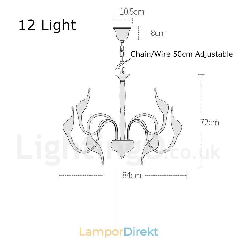 12 Ljus Modern Svankrom Metall Ljuskrona Taklampa