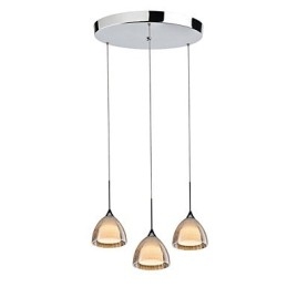3 Ljus Två Lager Pendel Island Light Crack Glass Polerad Krom