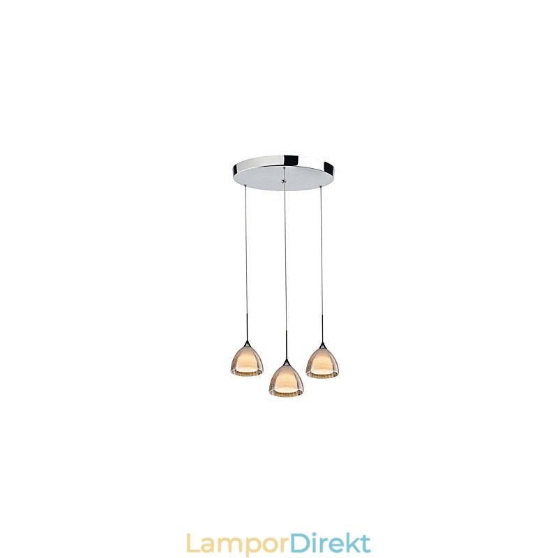 3 Ljus Två Lager Pendel Island Light Crack Glass Polerad Krom