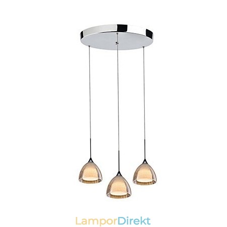 3 Ljus Två Lager Pendel Island Light Crack Glass Polerad Krom 3 Ljus Två Lager Pendel Island Light Crack Glass Polerad Krom