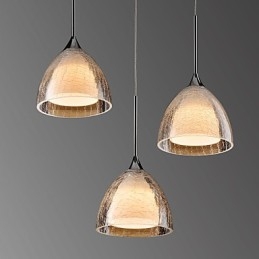 3 Ljus Två Lager Pendel Island Light Crack Glass Polerad Krom
