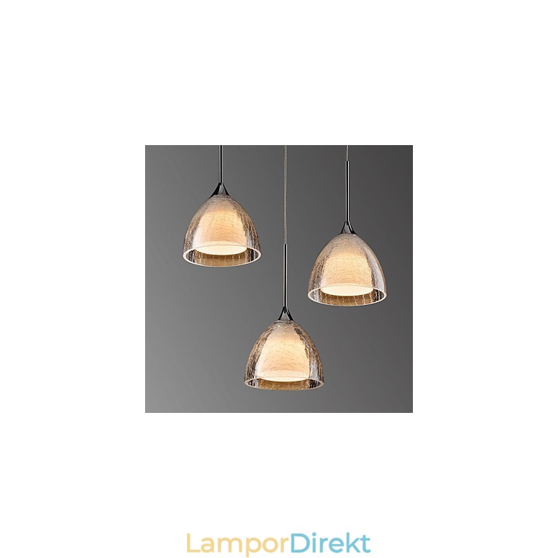 3 Ljus Två Lager Pendel Island Light Crack Glass Polerad Krom