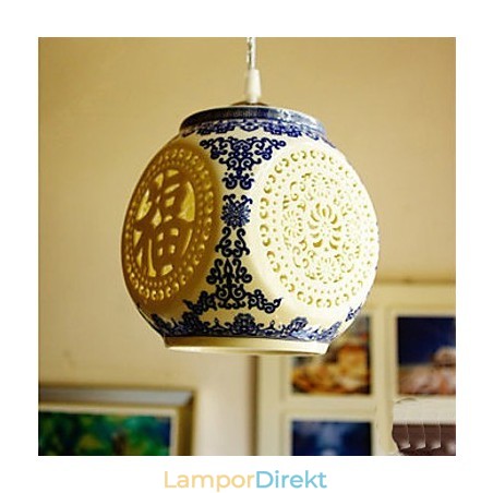 Retro Keramisk Lampa Lampa Trappa Blå Enkelhuvud Ljuskrona Creative Retro Keramisk Lampa Lampa Trappa Blå Enkelhuvud Ljuskrona Creative