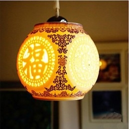 Retro Keramisk Lampa Lampa Trappa Blå Enkelhuvud Ljuskrona Creative