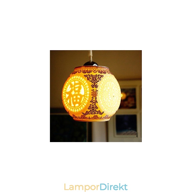 Retro Keramisk Lampa Lampa Trappa Blå Enkelhuvud Ljuskrona Creative