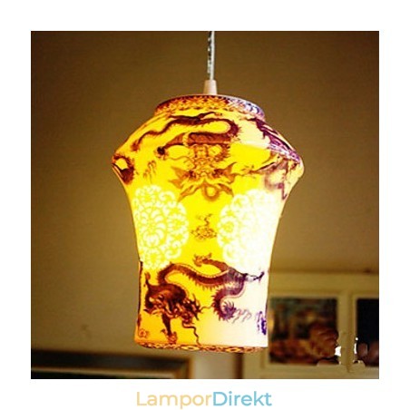 Retro Keramisk Lampa Lampa Trappa Blå Enkelhuvud Ljuskrona Creative Retro Keramisk Lampa Lampa Trappa Blå Enkelhuvud Ljuskrona Creative