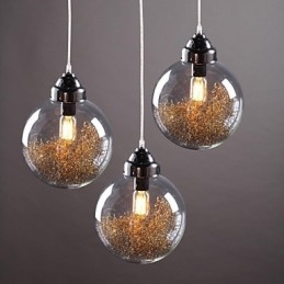 Modern Samtida Traditionell Klassisk Vintage Lykta Country Nickel Glas Pendel Light Dining