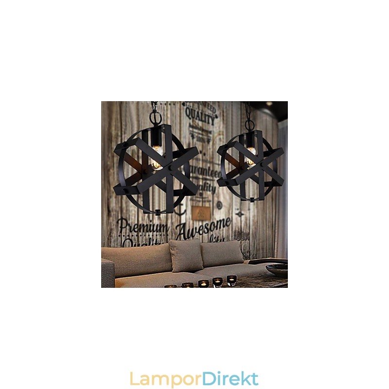 Vintage Stil Industriell Rund Taklampa Loft Heminredning Dekorativ Ljuskrona