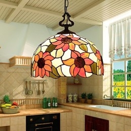 Europeiska Landsbygden Creative Arts Ljuskrona Av Målat Glas Som Återställer Antika Sätt Lampa Ljus