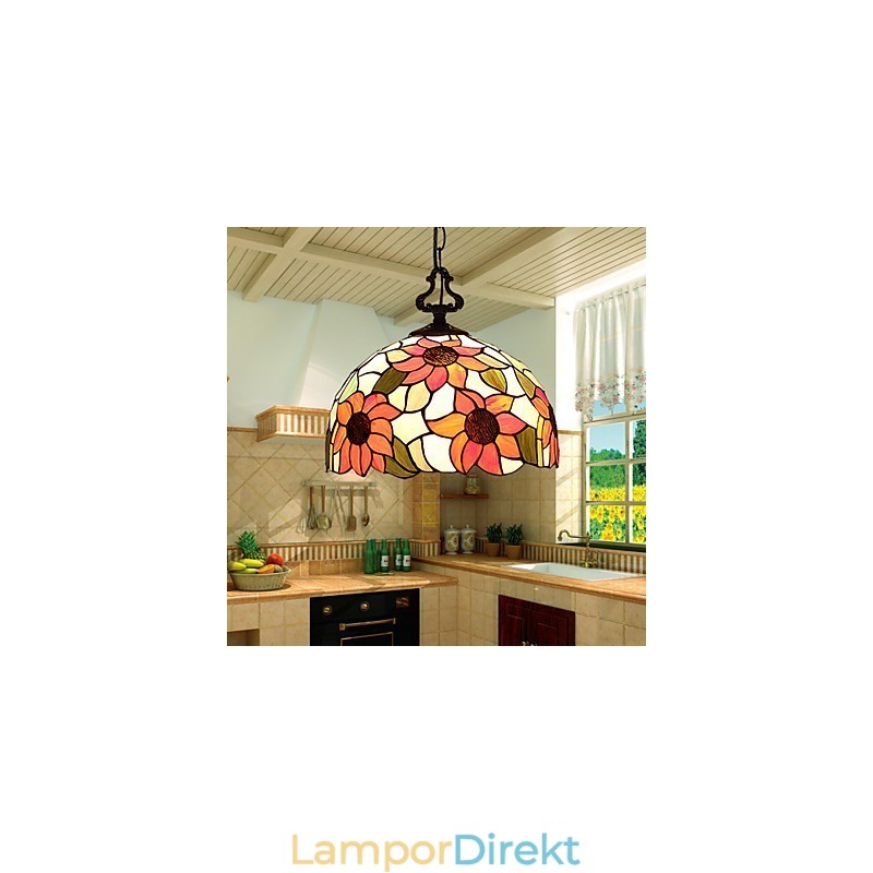 Europeiska Landsbygden Creative Arts Ljuskrona Av Målat Glas Som Återställer Antika Sätt Lampa Ljus