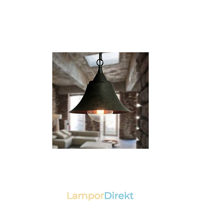 Medium Vintage Matt Svart Klockformad Metall Taklampa