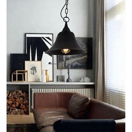 Medium Vintage Matt Svart Klockformad Metall Taklampa