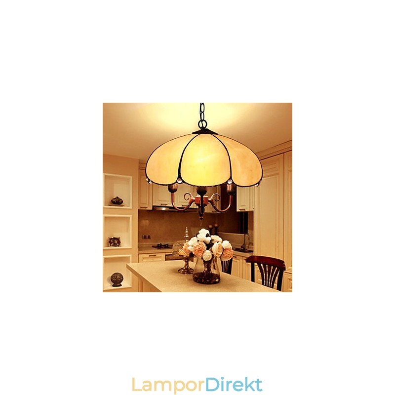 Europeiska Landsbygden Creative Arts Ljuskrona Av Målat Glas Som Återställer Antika Sätt Lampa Ljus
