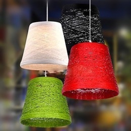 Modern Lantlig Cany Art Vävd Rotting Enkelhuvud Droplight Lampa